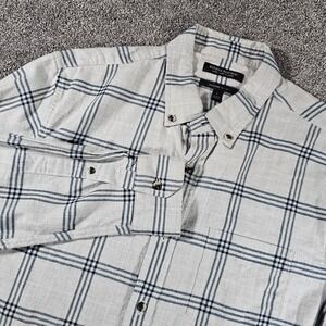 Banana Republic Shirt Men L Beige Button-down Untucked Slim Ultra Soft Flannel